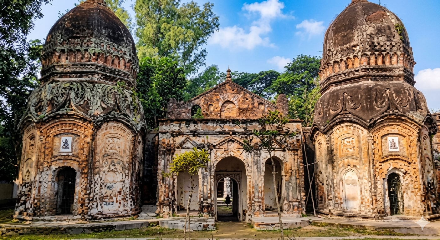 বলিহার রাজবাড়ির পুরনো লাল ইটের স্থাপত্যশৈলী